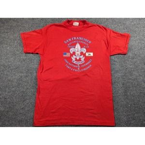 Vintage Boy Scouts Shirt Mens Large Red‎ National Jamboree 1989 Single Stitch